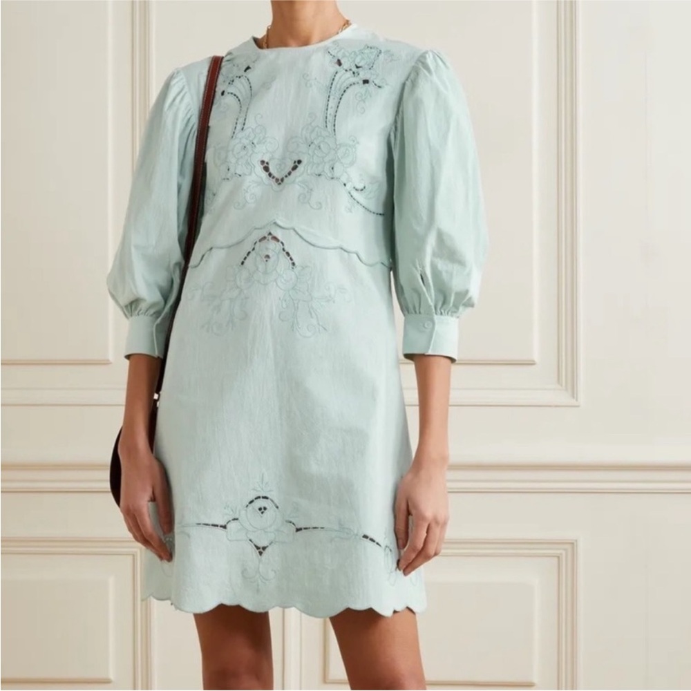See by Chloe Embroidered Puff Sleeve Dress